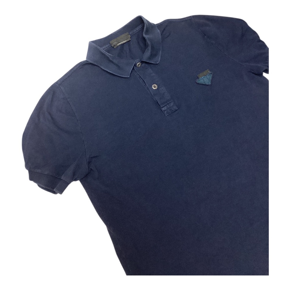 Prada Mens pique polo dark blue made in Italy size L runs small